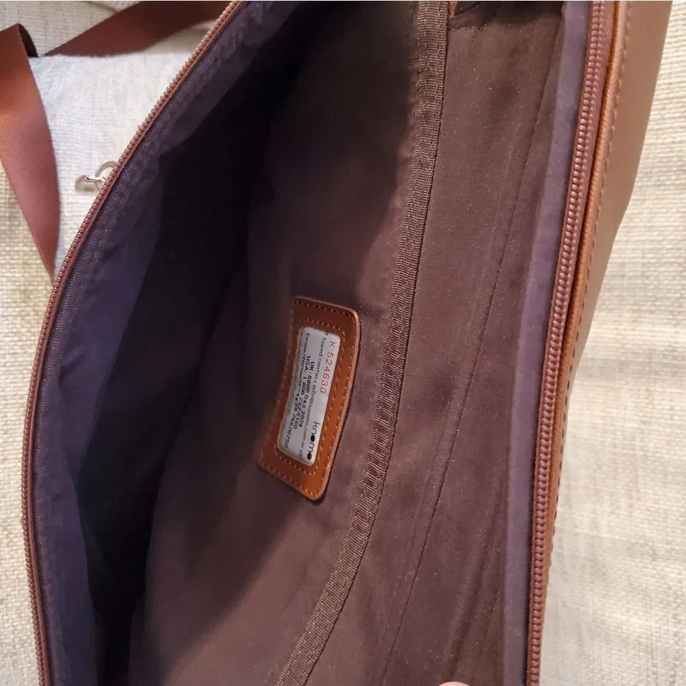 Knomo Tan Quilted Laptop Bag
